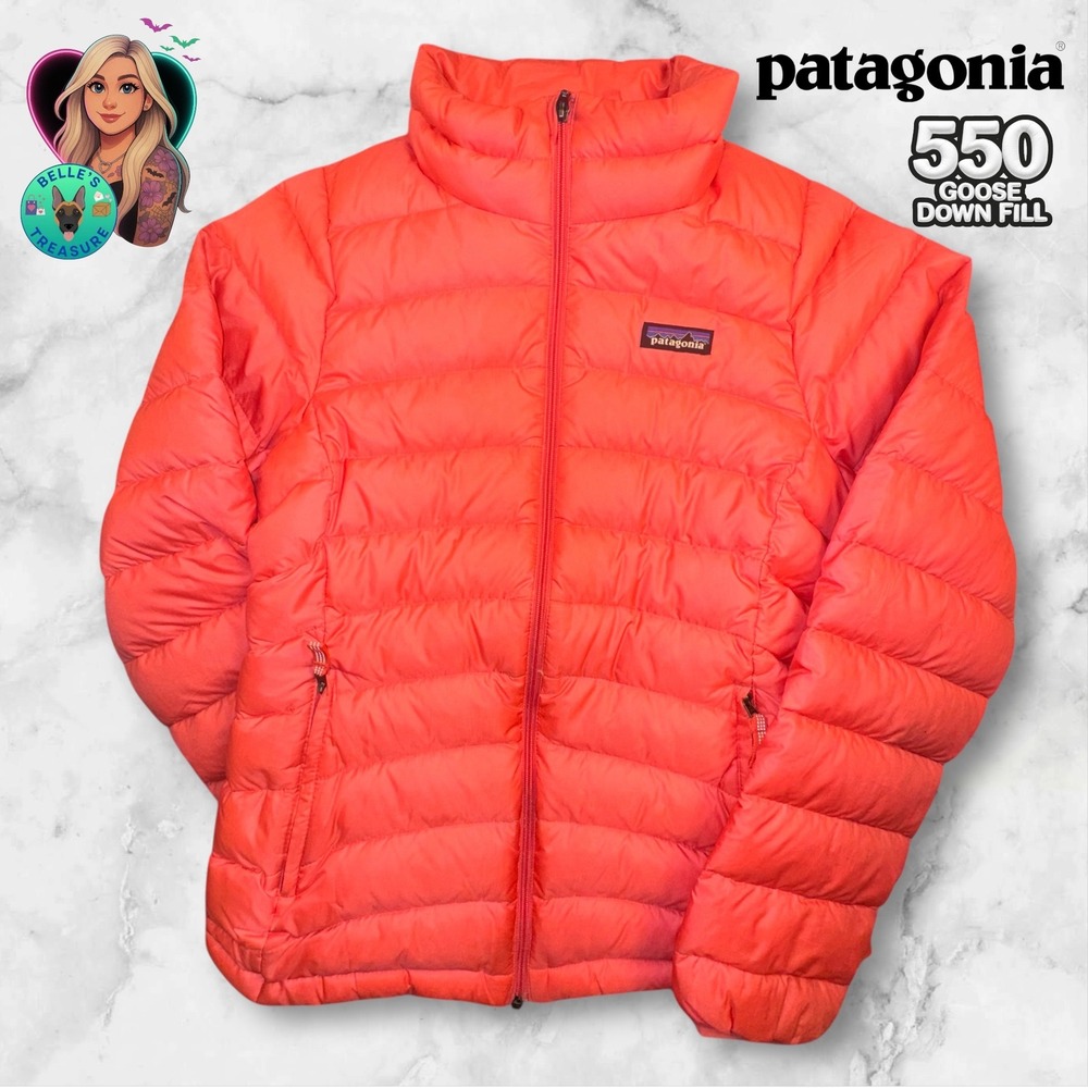 Patagonia‎ Jacket Kids Large Down Sweater 550 Goose Down Fill Puffer Coral Pink